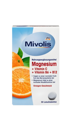 magnésium + vitamine c + vitamine b6 + b12, 30 pastilles, mivolis magnésium + vitamine c + vitamine b6 + b12, 30 pastilles, mivolis